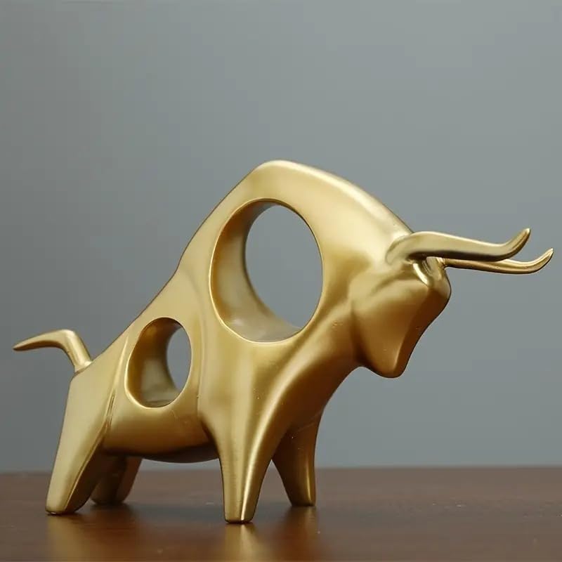 Street27® Bull Statues for Home Decor (2pcs) - Golden