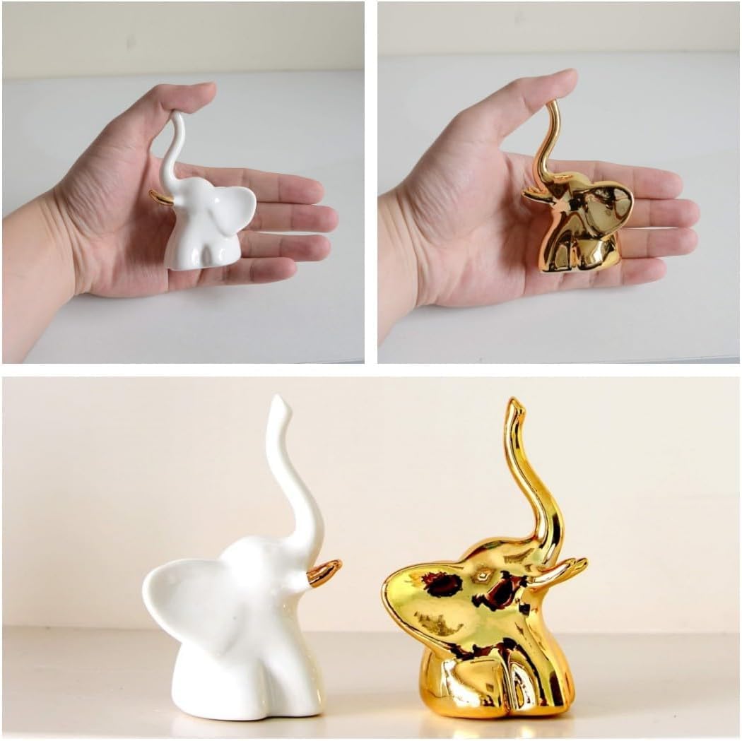Street27® Elephant Statue for Home Decor (2pcs) - White & Gold