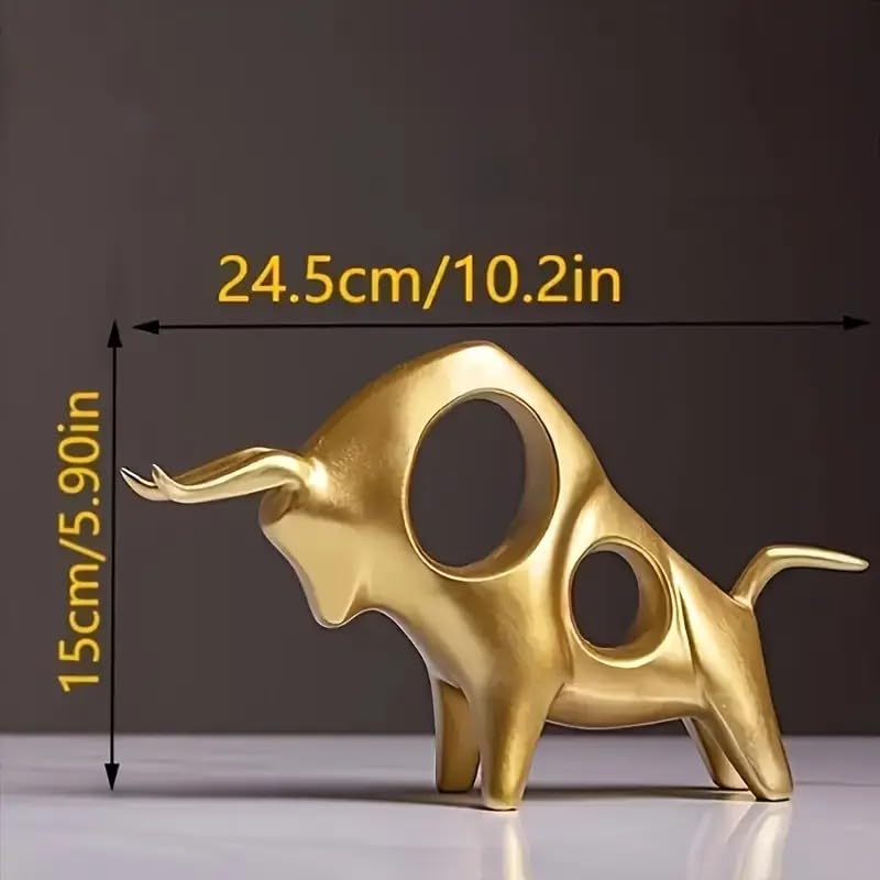 Street27® Bull Statues for Home Decor (2pcs) - Golden