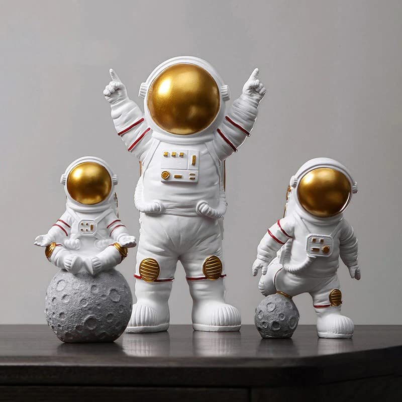 Street27® Astronaut Spaceman Statue (Set Of 3) - Matte Golden