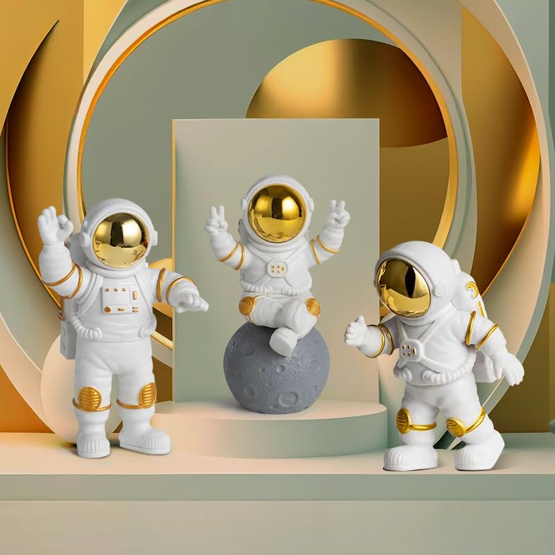 Street27® Astronaut Action Figurine Home Decor (3Pcs) - Golden