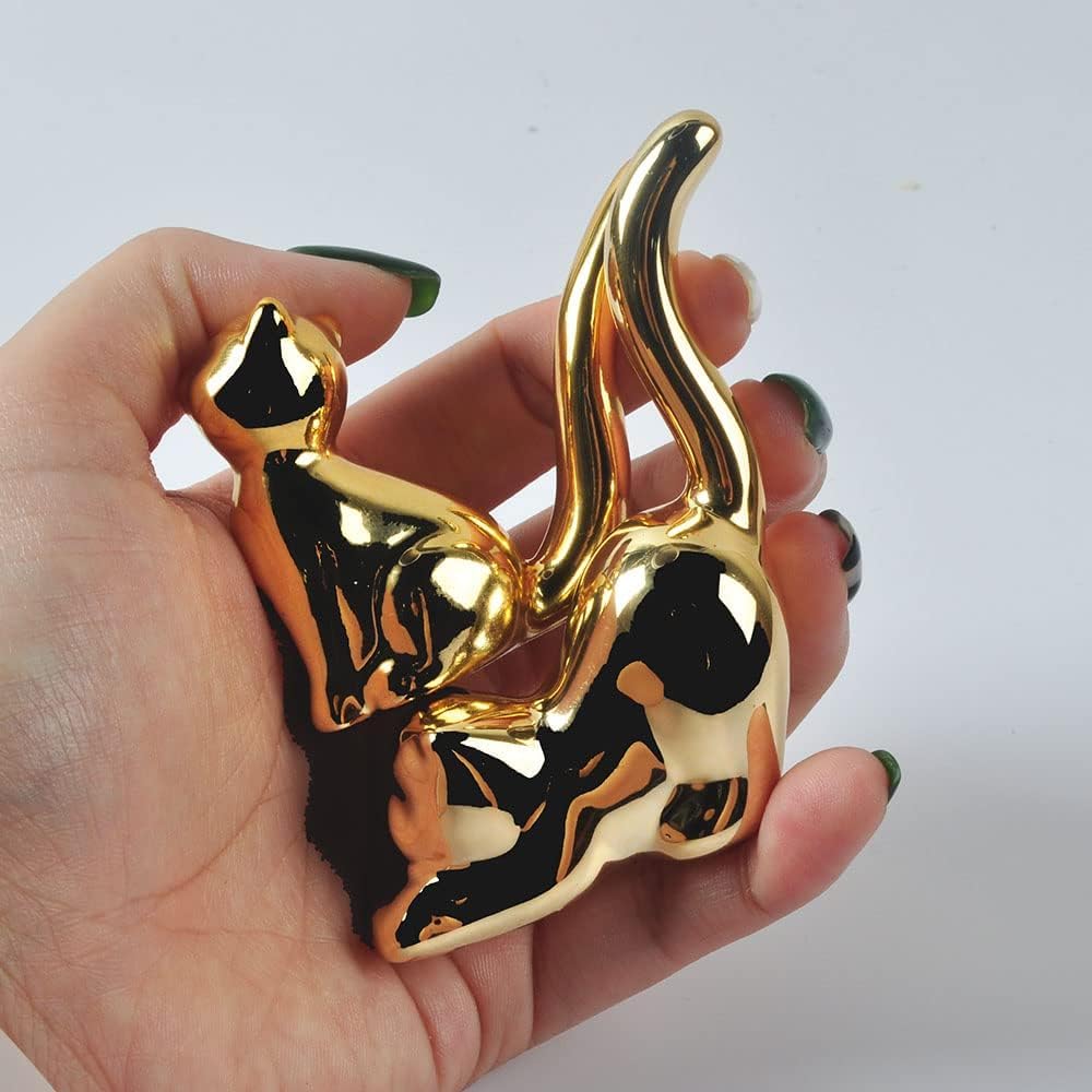 Street27® Cat Statues for Home Decor (2 Pcs) - Golden