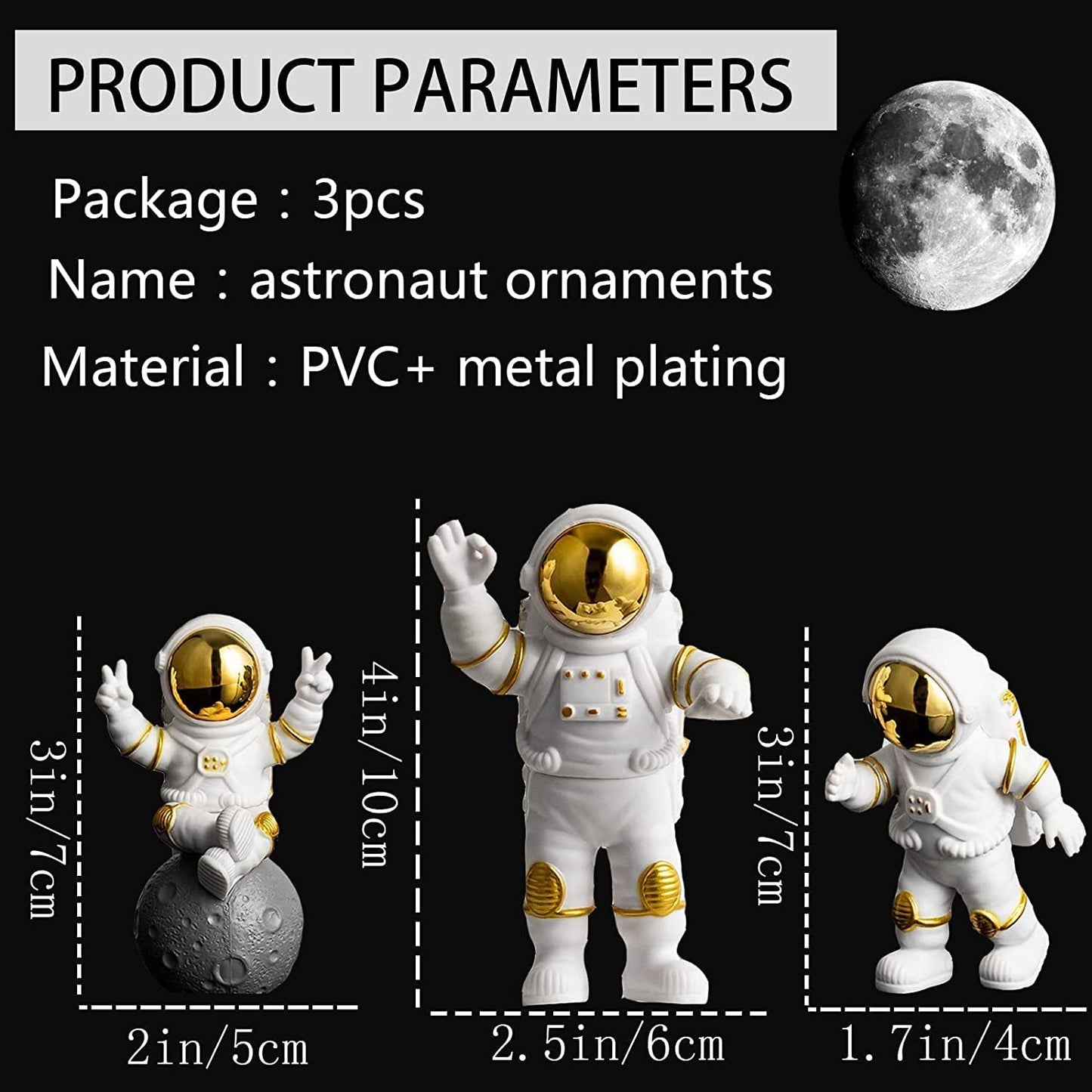 Street27® Astronaut Action Figurine Home Decor (3Pcs) - Golden