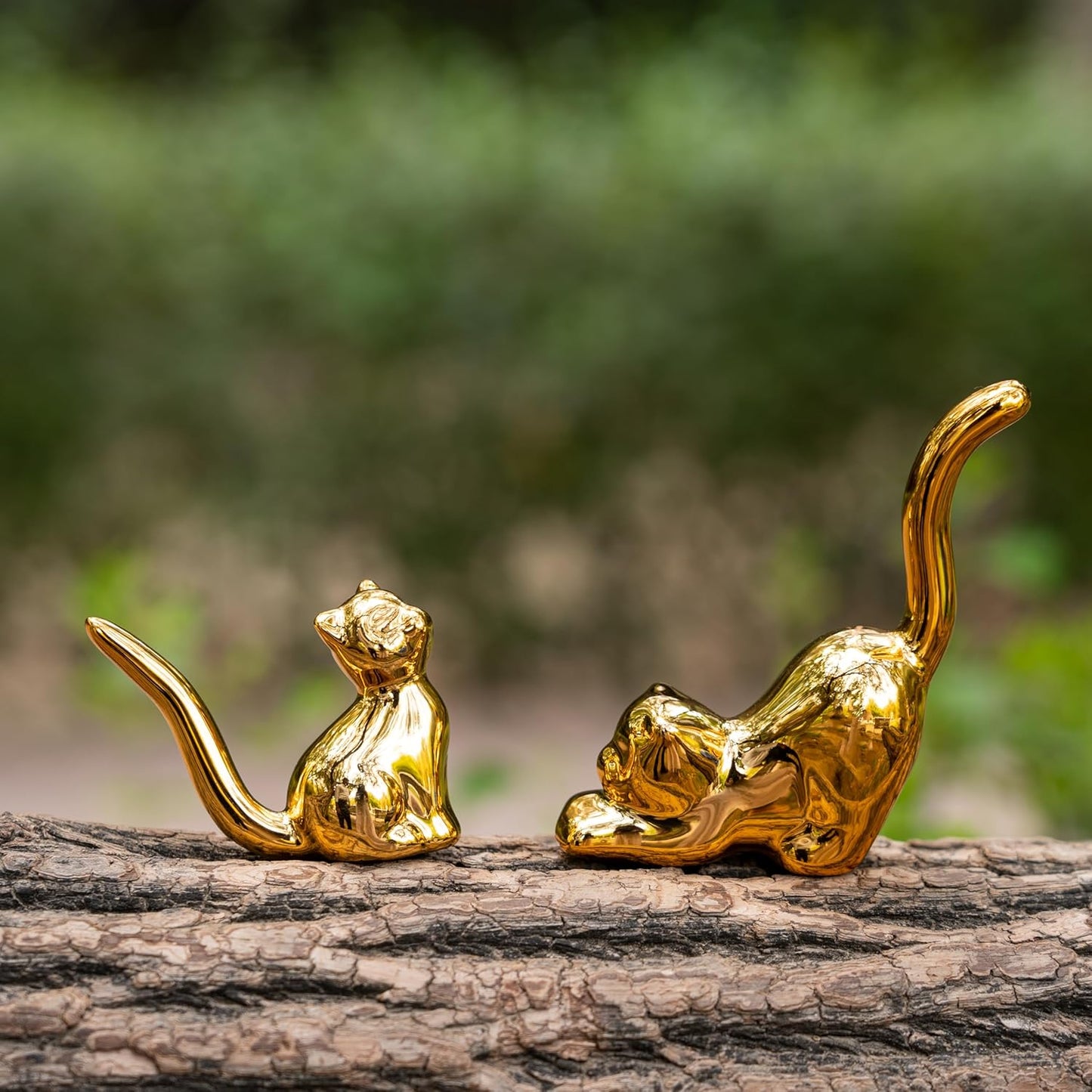 Street27® Cat Statues for Home Decor (2 Pcs) - Golden
