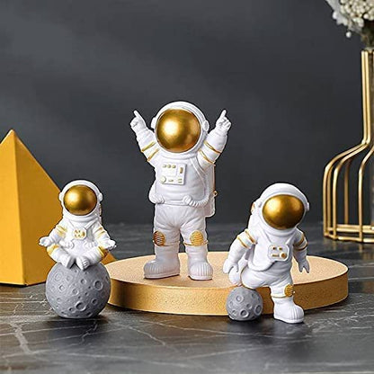 Street27® Astronaut Spaceman Statue (Set Of 3) - Matte Golden