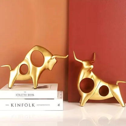 Street27® Golden Bull Statues for Good Fortune (2pcs)