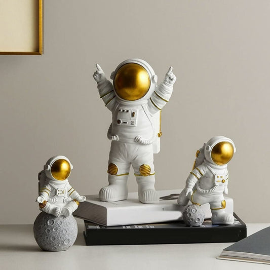 Street27® Astronaut Spaceman Statue (Set Of 3) - Matte Golden
