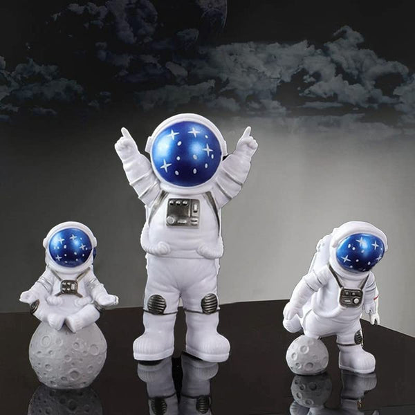 Street27Â® Resin Astronaut Spaceman Statue Ornament Home Office Desktop Figurine Decors Blue Star | (Set of 3)