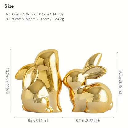 Street27® Rabbit Statues For Home Decor (2 Pcs) - Golden