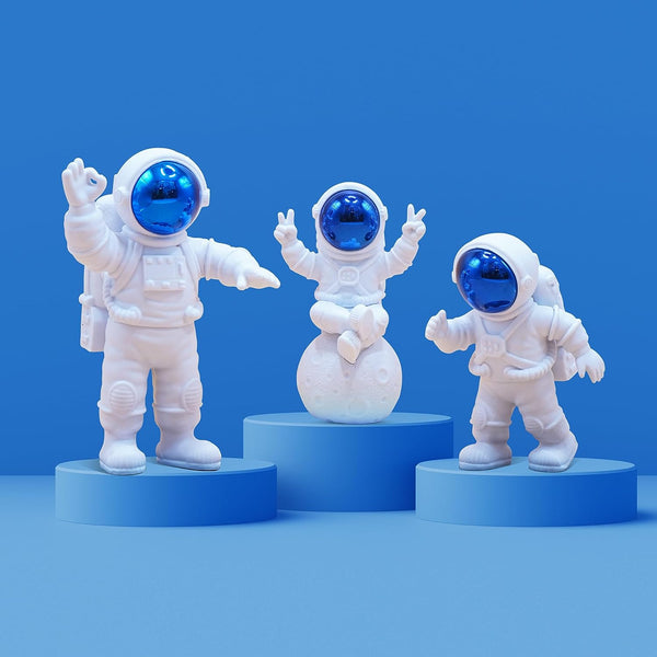 Street27Â® 3pcs Astronaut Figurine Home Decor Astronaut Statue Study Office Desk Decor Showpiece Gift Decoration Accessories Outer Space PVC Sculpture (Blue)