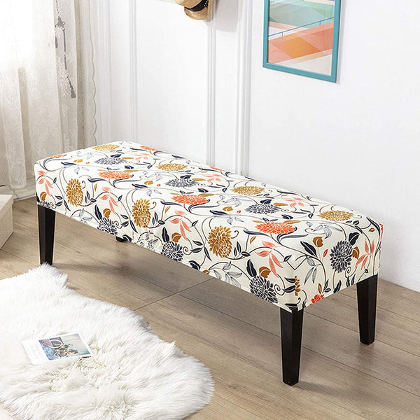 Street27® Printed High Stretch Bench Seat Cushion Slipcovers Washable Removeable Rectangular Bench Cover Furniture Protector Dining Chair Slipcovers for Living Room, Bedroom, Kitchen