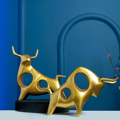 Street27® Golden Bull Statues for Good Fortune (2pcs)