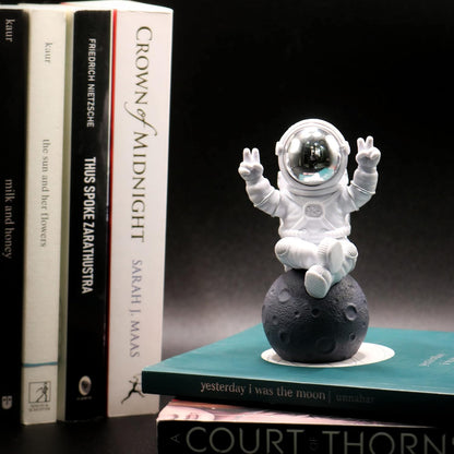 Street27® Astronaut Sitting on Moon Figurine for Home Décor - Silver