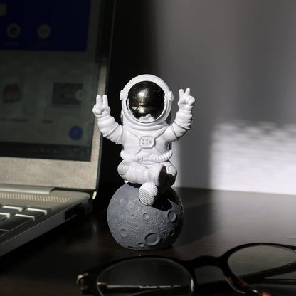 Street27® Astronaut Sitting on Moon Figurine for Home Décor - Silver