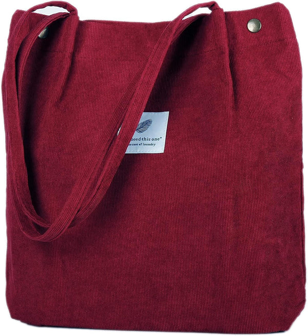 Street27Â® Korean Canvas Corduroy Tote Bag Casual Work Shoulder Handbags | Multi-Purpose Bag |Sturdy Canvas Bag with Large Capacity | Shopping Bag for Office, College & Daily Use (Wine Red)