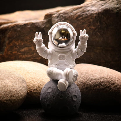 Street27® Astronaut Sitting on Moon Figurine for Home Décor - Silver