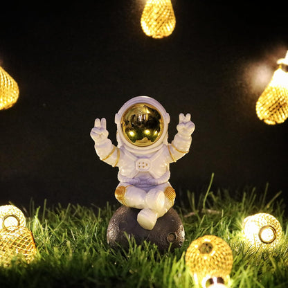 Street27® Astronaut Sitting on Moon Figurine Showpiece for Home Décor - Golden