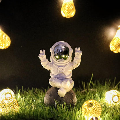Street27® Astronaut Sitting on Moon Figurine for Home Décor - Silver