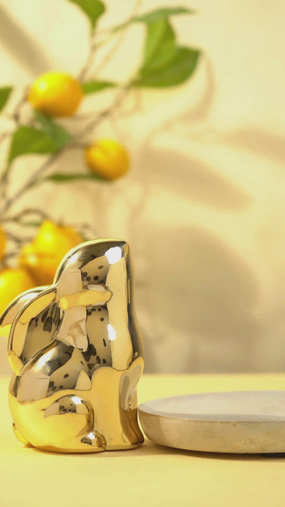 Street27® Rabbit Statues For Home Decor (2 Pcs) - Golden